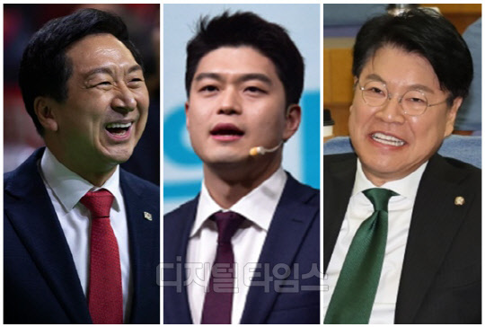 (왼쪽부터) 김기현 국민의힘 대표 후보, 김용태 최고위원 후보, 장제원 국민의힘 의원. <디지털타임스 DB, 국회사진기자단, 연합뉴스>